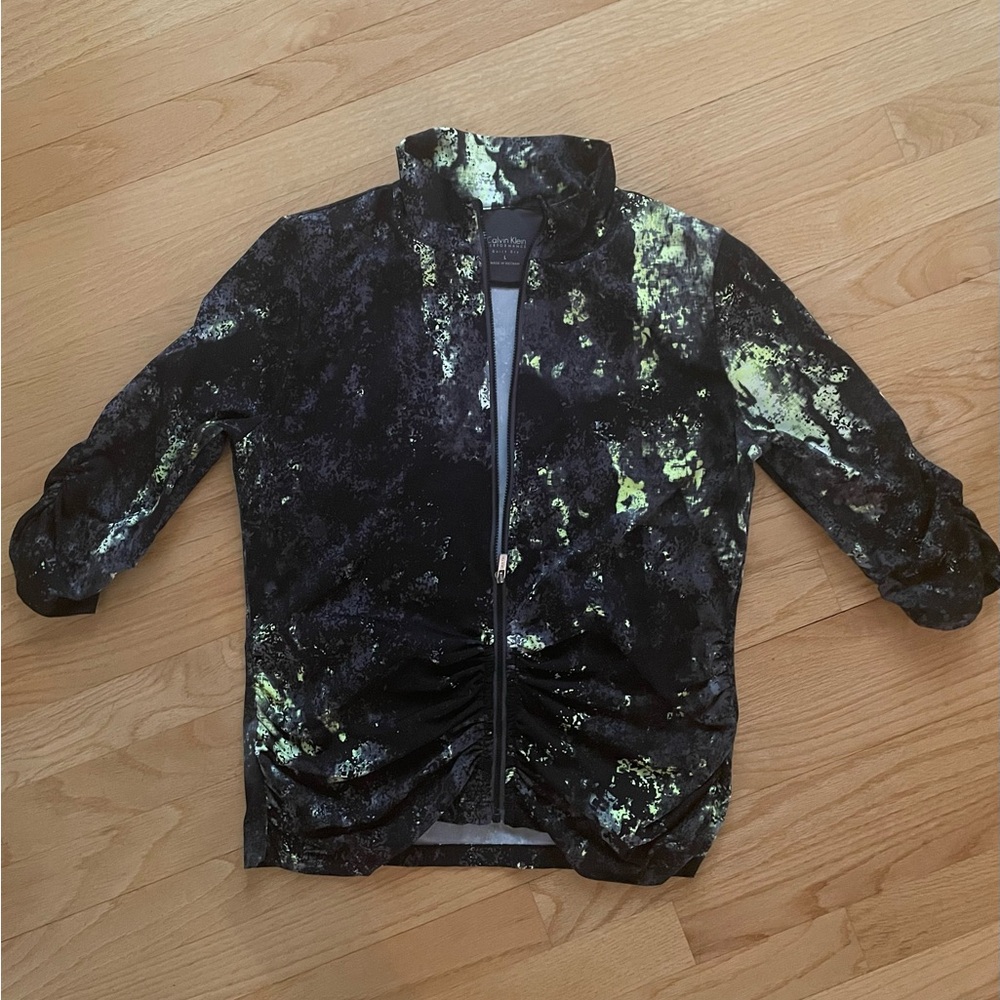 EUC Calvin Klein Black and Lime Green Performance Quick Dry Jacket size L